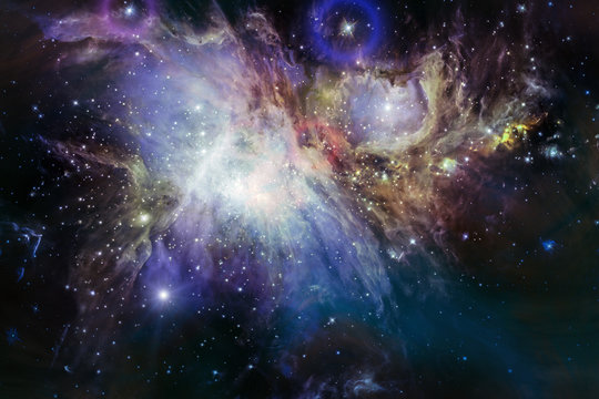 Nebula after supernova explosion. Outer space background