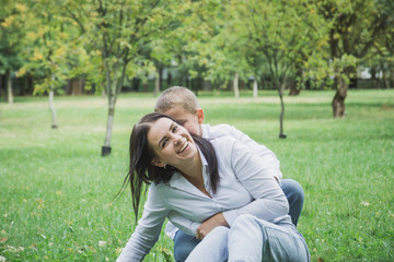 Spring, autumn or summer portrait of mother and son on Mother's Day