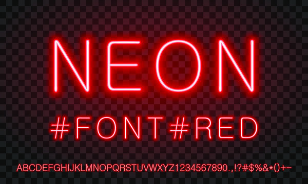 red neon font set