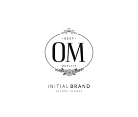 O M OM Beauty vector initial logo, handwriting logo of initial signature, wedding, fashion, jewerly, boutique, floral and botanical with creative template for any company or business.
