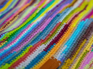 Bright colors from crochet ed close-up