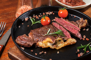 Delicious sirloin steak on the plate