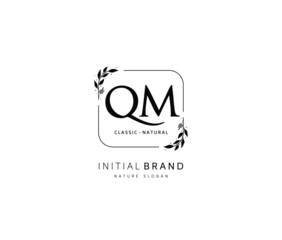 Q M QM Beauty vector initial logo, handwriting logo of initial signature, wedding, fashion, jewerly, boutique, floral and botanical with creative template for any company or business.