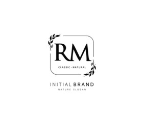 R M RM Beauty vector initial logo, handwriting logo of initial signature, wedding, fashion, jewerly, boutique, floral and botanical with creative template for any company or business.