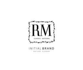 R M RM Beauty vector initial logo, handwriting logo of initial signature, wedding, fashion, jewerly, boutique, floral and botanical with creative template for any company or business.