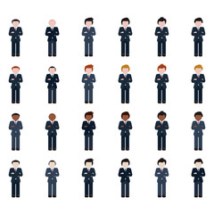 Businessman with crossed arms set. Vector.