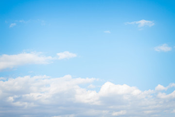 White fluffy clouds in the blue sky in summer