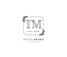 T M TM Beauty vector initial logo, handwriting logo of initial signature, wedding, fashion, jewerly, boutique, floral and botanical with creative template for any company or business.