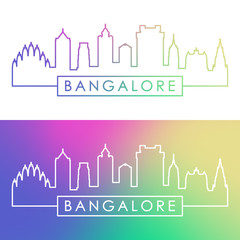Bangalore skyline. Colorful linear style. Editable vector file.