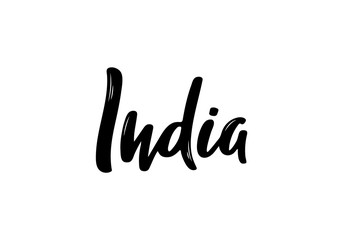Fototapeta na wymiar India handwritten country name. Vector India lettering.