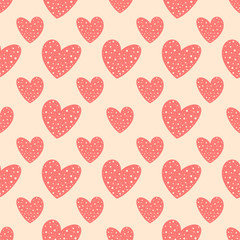 Seamless pattern with hand drawn hearts, vector illustration for greeting cards, wedding invitation, banners, backgrounds, textiles design.