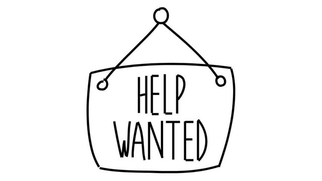 Help Wanted sign hand drawn illustration animation sketch transparent background