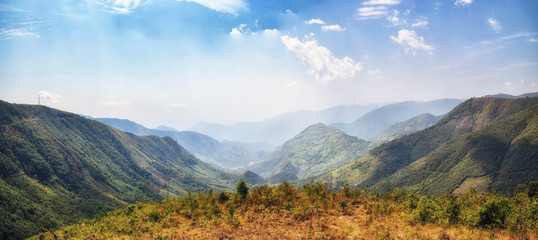 Beautiful green hills and landscape of Meghalaya, East Khasi Hills, India