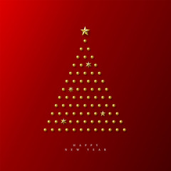 Abstract christmas tree on the red vector illustration
