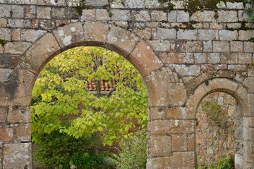 17th century arch, Jersey, U.K. Garden courtyard entrance.