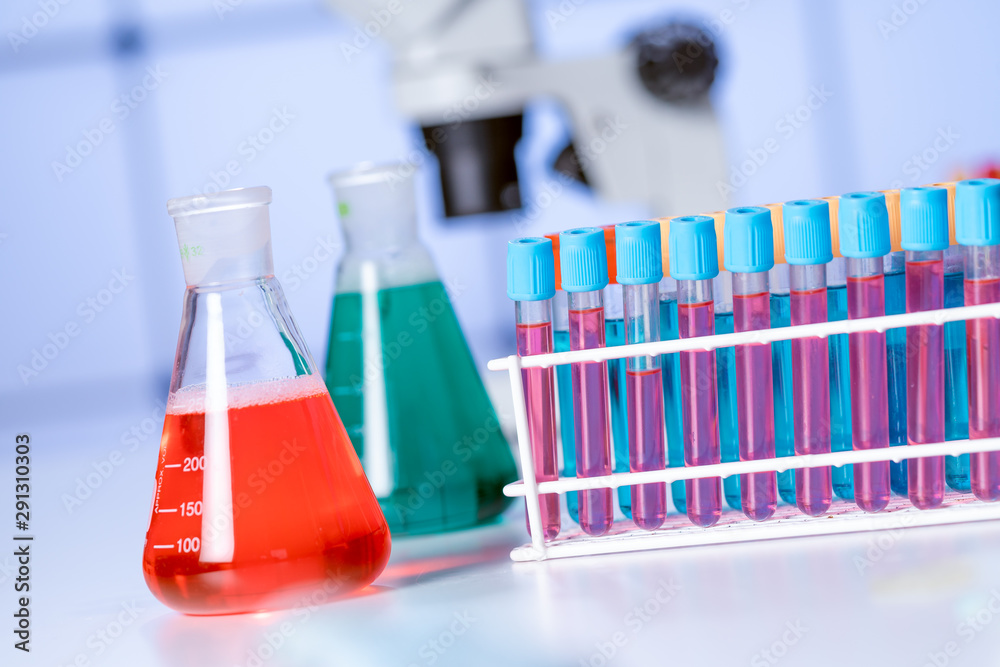 Wall mural Test tubes and flasks in a chemical laboratory