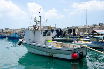 Harbor of Marsaxlokk. Marsaxlokk is a traditional fishing village in the South Eastern Region of Malta.