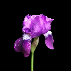 Beautiful violet iris isolated on a black background