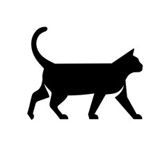 Simple flat cat silhouette Design Vector Illustration. cat Logo Template style