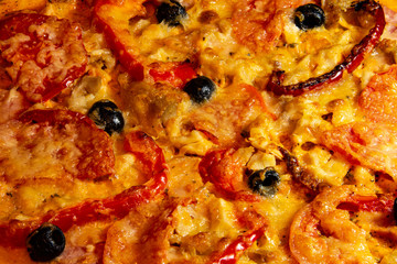 Pizza with cheese and vegetables