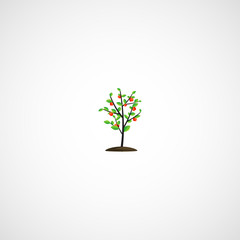 Green apple tree with fruits, vector.