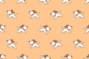 Vector cartoon character cute dog seamless pattern for design.
