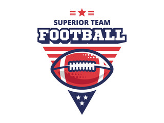 American football camp logo, emblem, designs templates with american football ball on a white background