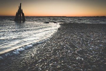 Sunrise Grevelingenmeer. Colorfull sky, Den Osse Zeeland The Netherlands.