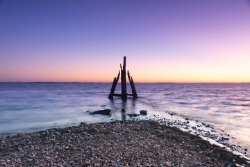 sunrise Grevelingenmeer, colorfull sky, Den Osse Zeeland The Netherlands.