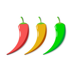 chili pepper set isolated on white background