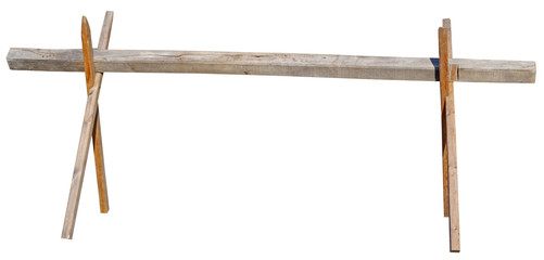 wooden barrage on white