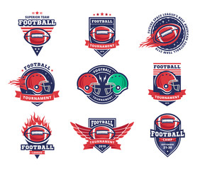 American football logo, emblem collections, designs templates on a white background