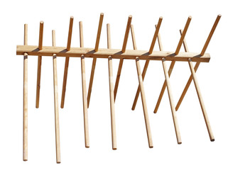 wooden barrage on white