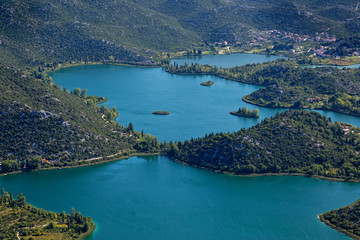 Fototapeta na wymiar Aerial view of Bacinska jezera near Adriatic Sea, Croatia