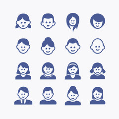 User icons and pictograms flat vector set