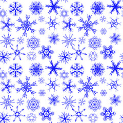 Snowflakes seamless pattern, winter background.