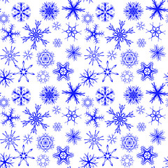 Snowflakes seamless pattern, winter background.