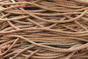 A Background Image of a Pile of Thick Rope.