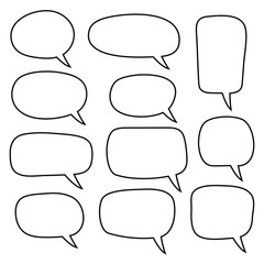 Vector bubbles speech set. hand-drawn bubbles speech set doodle style.