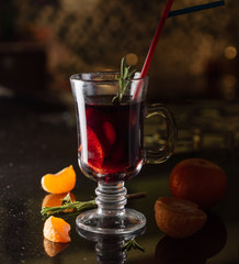 winter drink with fresh fruits