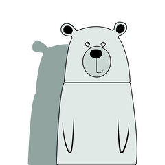 Cute smiling bear vector cartoon illustration. Wild zoo animal icon. Fluffy adorable pet looking straight. Isolated on white. Forest fauna childish character. Simple flat design element for kids