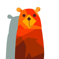 Cute smiling bear vector cartoon illustration. Wild zoo animal icon. Fluffy adorable pet looking straight. Isolated on white. Forest fauna childish character. Simple flat design element for kids