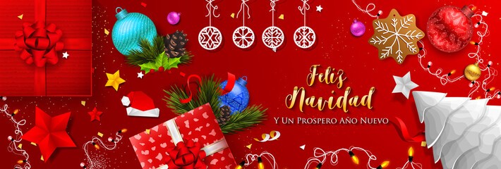Spanish Christmas (Feliz Navidad) and Happy New Year greeting card