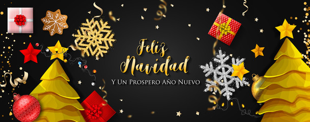 Spanish Christmas (Feliz Navidad) and Happy New Year greeting card
