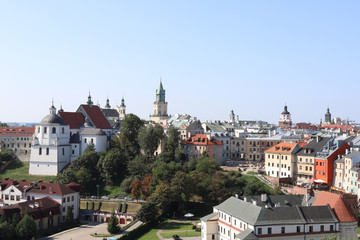 Fototapeta na wymiar The panoramic view of Lublin old town founded in 1317.