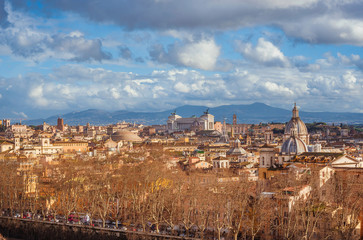 Fototapeta na wymiar Winter or autum view of Rome historic center