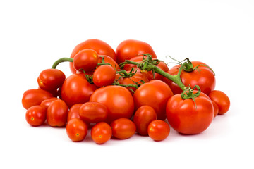 fresh tomatoes on white background