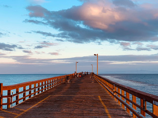 Fototapeta na wymiar Goleta pier on a summer sunny day. beautiful wooden pier in Santa Barbara on the Pacific Ocean