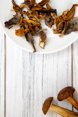 Suszone grzyby leśne, podgrzybki i prawdziwki