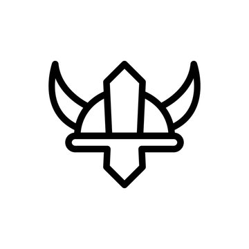 viking helmet line vector icon